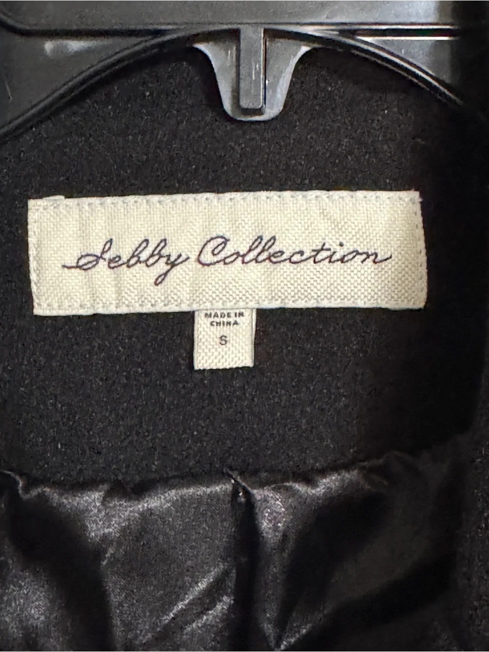 Sebby Collection Black Wool Belted Pea Coat - Picture 3 of 5